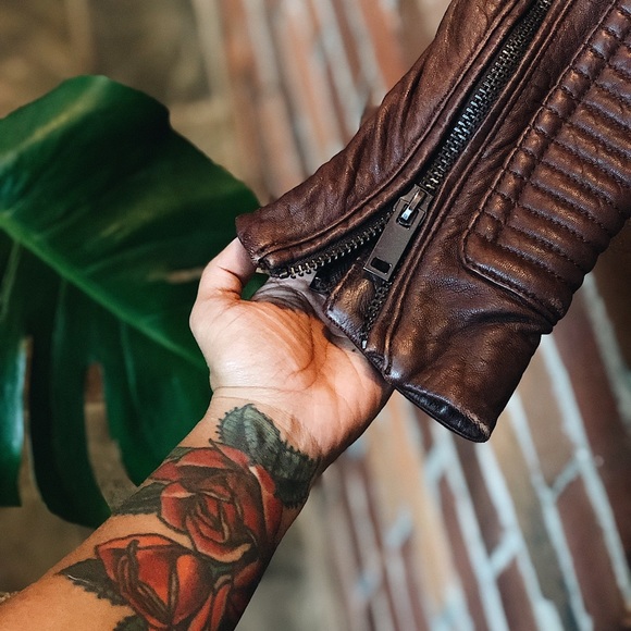 Wilson’s Chocolate Leather Moto Jacket - Picture 5 of 8